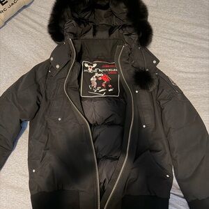 Moose Knuckles DEBBIE BOMBER Black Jacket with Black Fur Hood